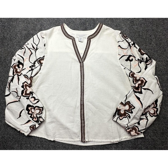 Calypso St. Barth Tops - Calypso St. Barth Blouse Womens Medium White Embroidered Floral Boho Tunic Top